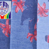 现货供应 植物印花牛仔布薄料牛仔 春夏连衣裙面料 纯棉牛仔面料