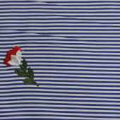 时尚绣花 全棉条纹服装面料 平面绣