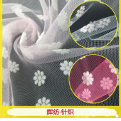 植绒网布 满幅雪花植绒网眼布面料 女装童装植绒网布面料
