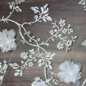 新品上市，涤纶针织网布洒金钉花朵，婚纱礼服时装面料，欢迎选购