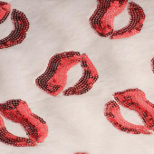 仿兔毛红唇亮片绣面料 全涤针织服装面料 高档秋冬仿毛布料