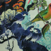 全涤印花仿麻梭织布