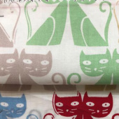 全棉印花系列面料 韩版猫花型梭织服装面料