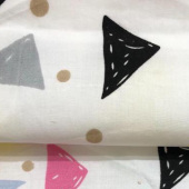 水洗110全棉梭织印花面料、韩版几何花型服装面料