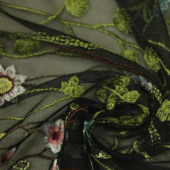 现货全涤绣花服装面料