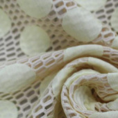 现货染色针织全涤圆点印花网布服装面料