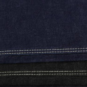 厂家现货牛仔弹力布 涤/氨梭织染色弹力服装面料批发