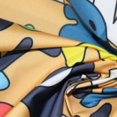 现货染色涤丝仿印花服装面料涤纶布