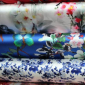 现货印花丝绸纺服装面料