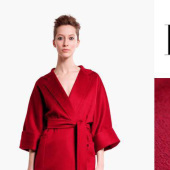 M家同款 单面大红色羊毛水波纹面料 秋冬羊绒风衣外套时装面料