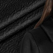 M家同款 单面黑色羊毛水波纹面料 秋冬羊绒风衣外套时装面料