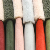 纯色全涤针织麂皮复合羊羔毛面料服装面料