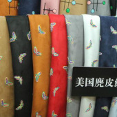 现货热销 全涤梭织绣花 麂皮绒 服装大衣面料