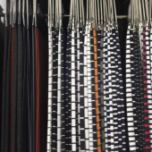 160门幅针织R50%T43%SP3%色织条子针织布JH6038