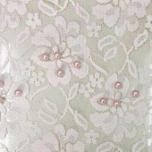 全涤无弹蕾丝小花工艺钉珠 手感硬挺 薄透轻适用礼服婚纱