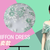 青色小花刺绣绣花布 蕾丝网纱绣花网布 定制连衣裙礼服装绣花面料
