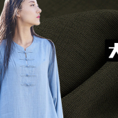 18年春夏新款 素色竹节麻面料 中国风上衣套装布料 汉服面料