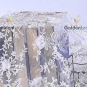 2018新款蕾丝花朵网底绣花布立体刺绣婚纱礼服三合一绣花面料