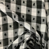 横竖条方格雪纺皱毛球 全涤面料 服装面料轻薄透气女装面料