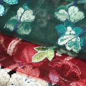 高档定制网布绣花布 时尚女装舞台服旗袍连衣裙绣花面料