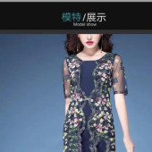 现货绣花数码印花 女装连衣裙布
