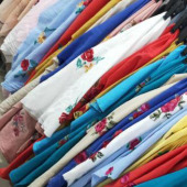 全棉2060水洗皱绣花面料
