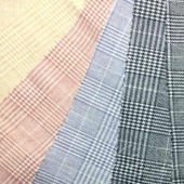 现货供应21S涤棉色织格子面料衬衫布服装面料
