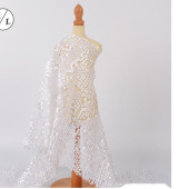 订做白色亮片布料珠片绣花布 舞台服装饰布绣花面料