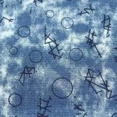 现货供应70棉30涤梭织牛仔布 扎染+圆圈印花涤棉服装面料