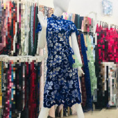 现货激光绣丝绒绣花 女装连衣裙旗袍布