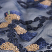 春夏新款三合一亮片布料 蕾丝网纱绣花布 礼服连衣裙珠片绣面料