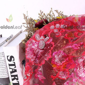 爆款重工蕾丝网纱亮片布料 女装连衣裙珠片绣面料 服装绣花面料