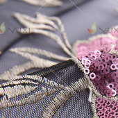 厂家直销 立体玫瑰花型亮片布料 珠片绣婚纱礼服时装绣花面料